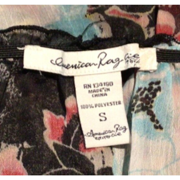 American Rag Cie Black Floral Semi Sheer Halter Neck Sleeveless Blouse Sz Small - Picture 5 of 5